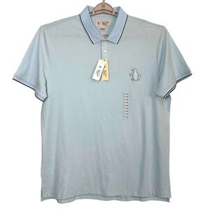 Original Penguin Polo Shirt Mens XXL Baby Blue 100% Cotton Minimalist Heritage